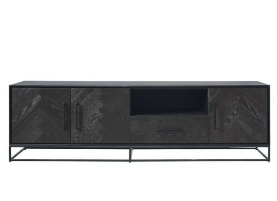 TV-meubel Veneta (190 breedte) eiken fineer zwart