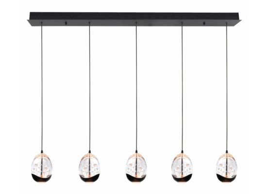 Clear Egg 5 lichts hanglamp met zwarte accenten -110 cm